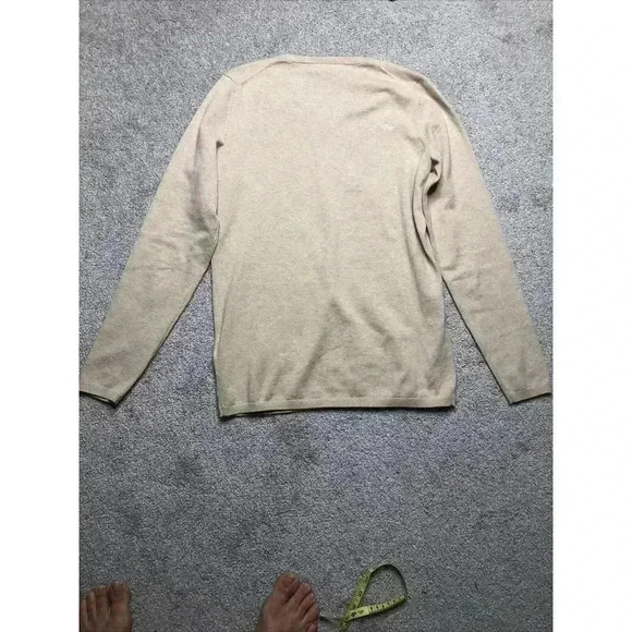 Kjus Sweater Pullover Large Kicki V-Neck Long Sleeves Beige Color Logo Sz L - Picture 9 of 10